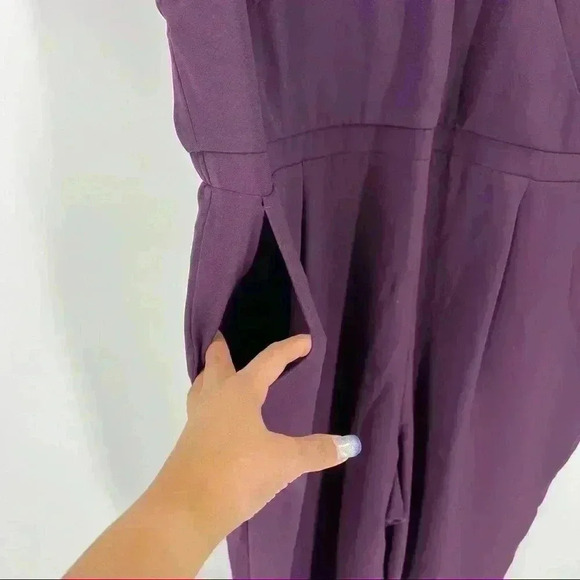Loft Plus‎ Size Purple Petal Flutter Sleeve Tie Back Jumpsuit Size 24 NWT - Picture 10 of 14